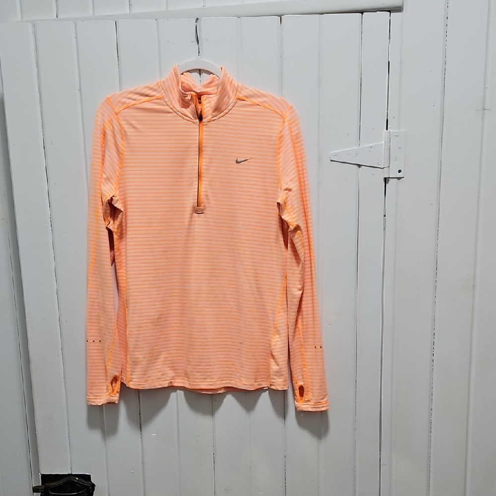 Nike Peach Striped Quarter Zip Top